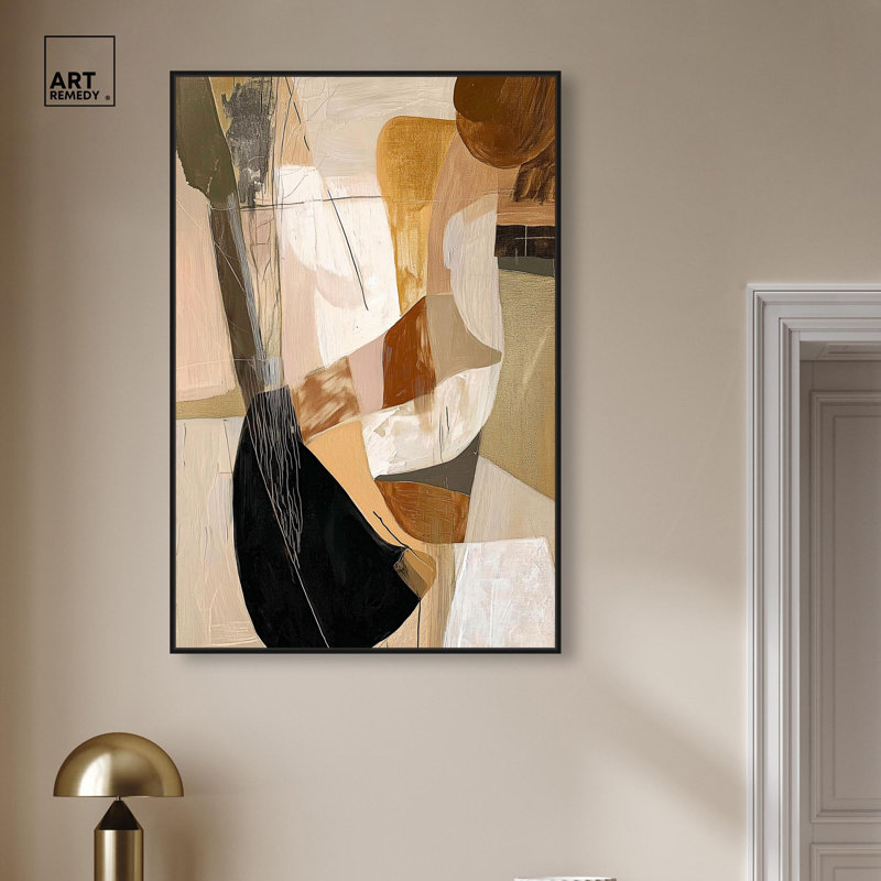 Toile tactile profondeur II par Art Remedy, H 46 po x l 31 po, Cadre flottant, Noir
