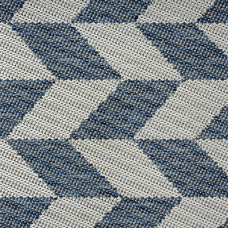 Tapis intérieur / extérieur bleu / crème Nicole, Rectangle 6 pi 6 po x 9 pi 2 po