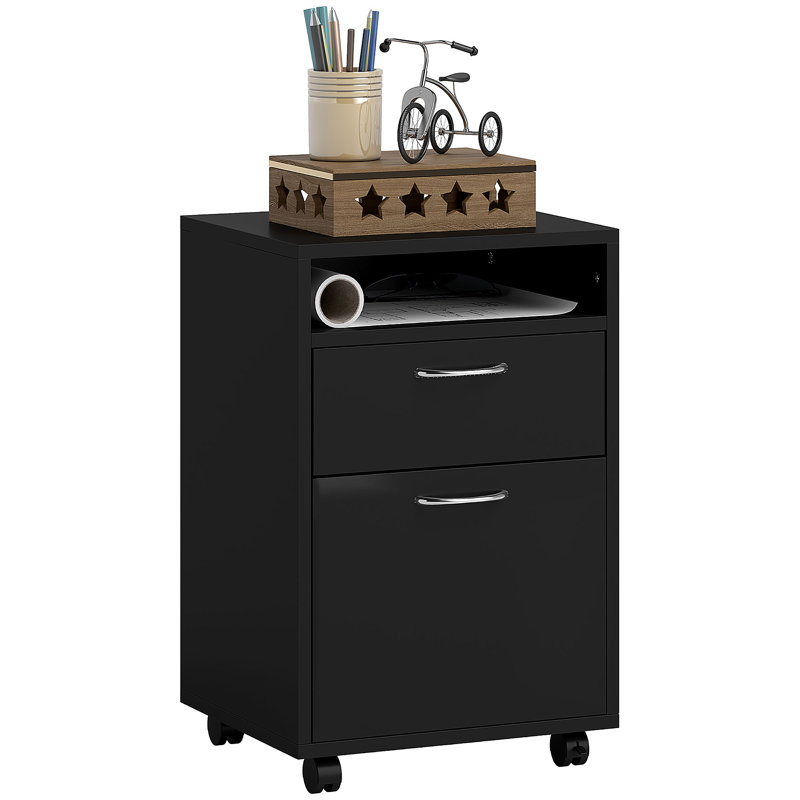 Billiot 40 cm W 1 -Drawer - Drawer Mobile Filing Cabinet, Black/Black