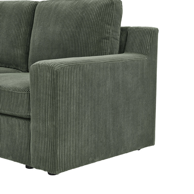 Lunaris Sectional, Dark Green Corduroy