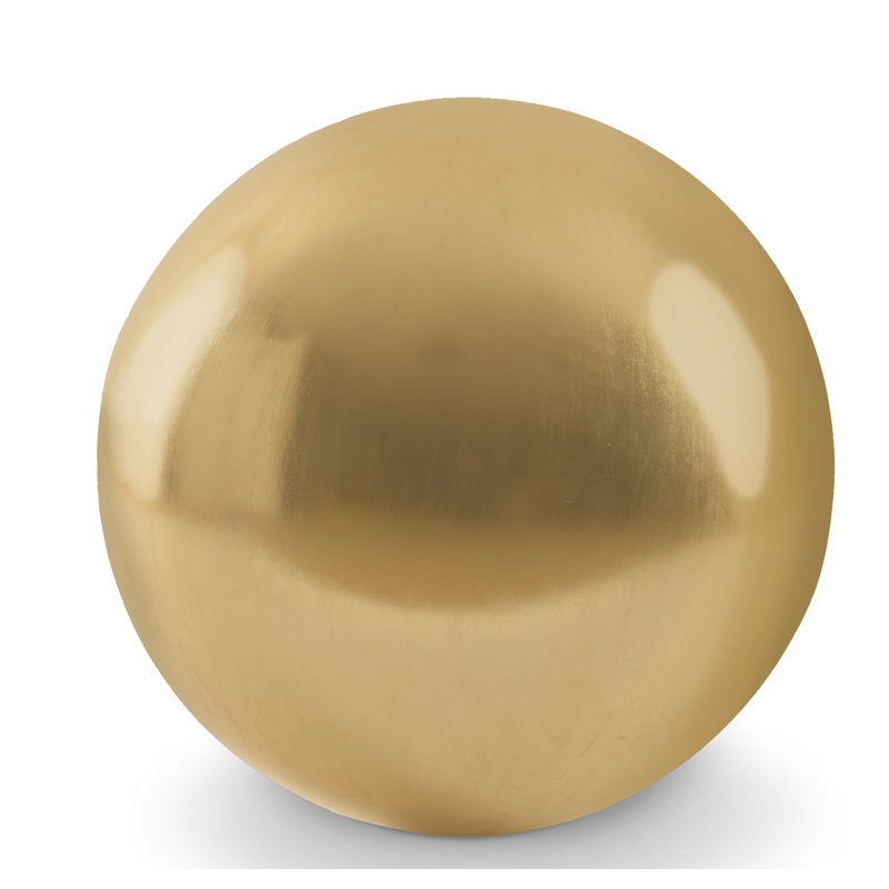 Sculpture de balle de plancher, Feuille d'or, H 13 po x l 13 po x P 13 po