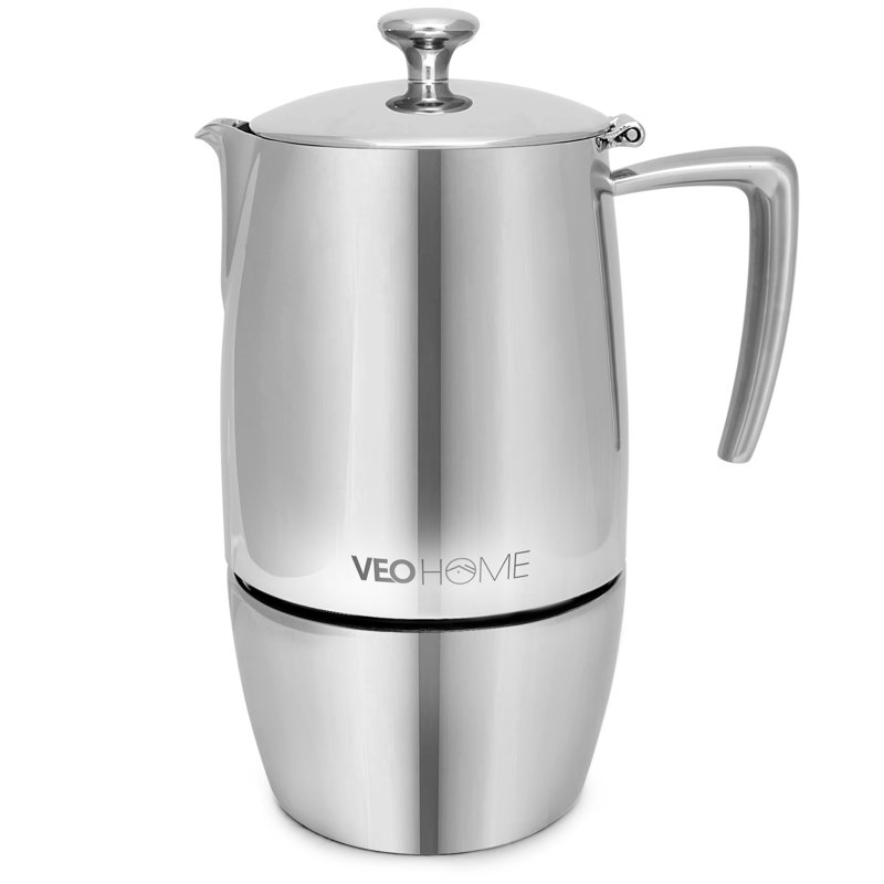 Veohome Stovetop Espresso Coffee Maker- 10 Cups 500Ml Multi-Stove Stainless Steel Induction Moka Pot
