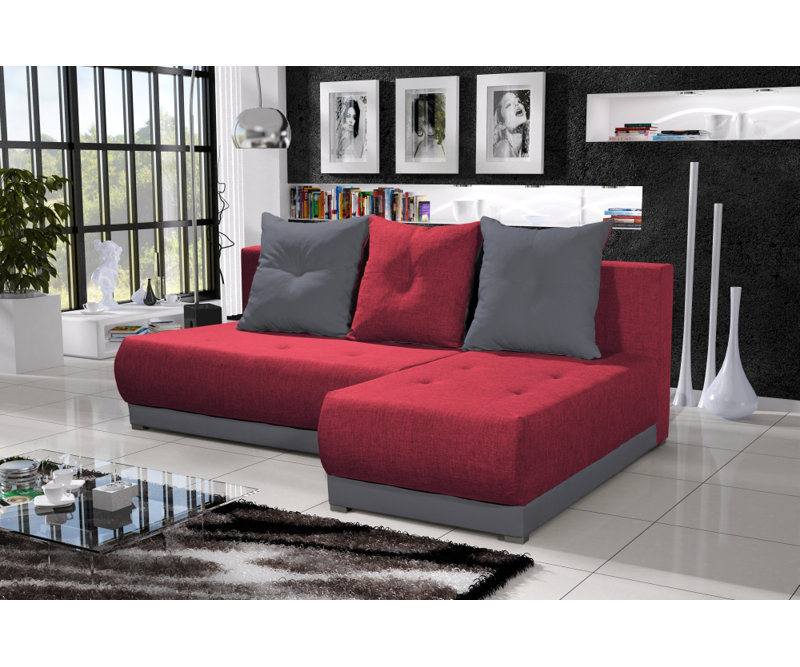 Soizic 3 Seater Corner Sofa , Red/Gray - Neo20/Neo13