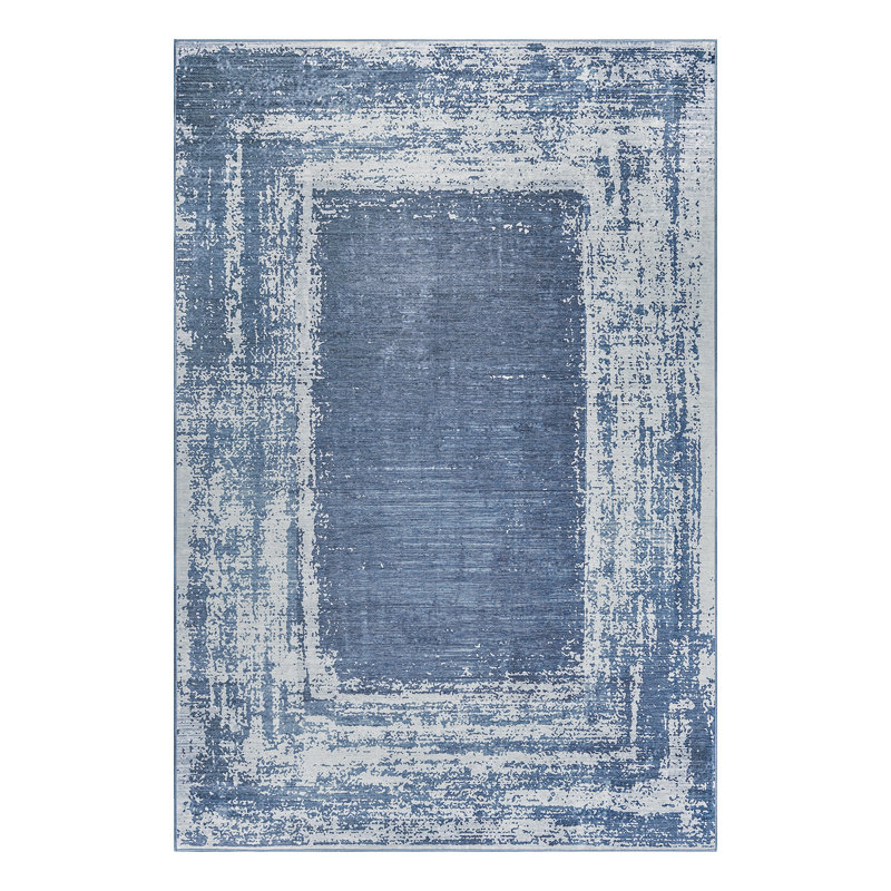 Tapis rectangulaire Amaya Navy avec envers antidérapant, Rectangle 6 pi x 9 pi