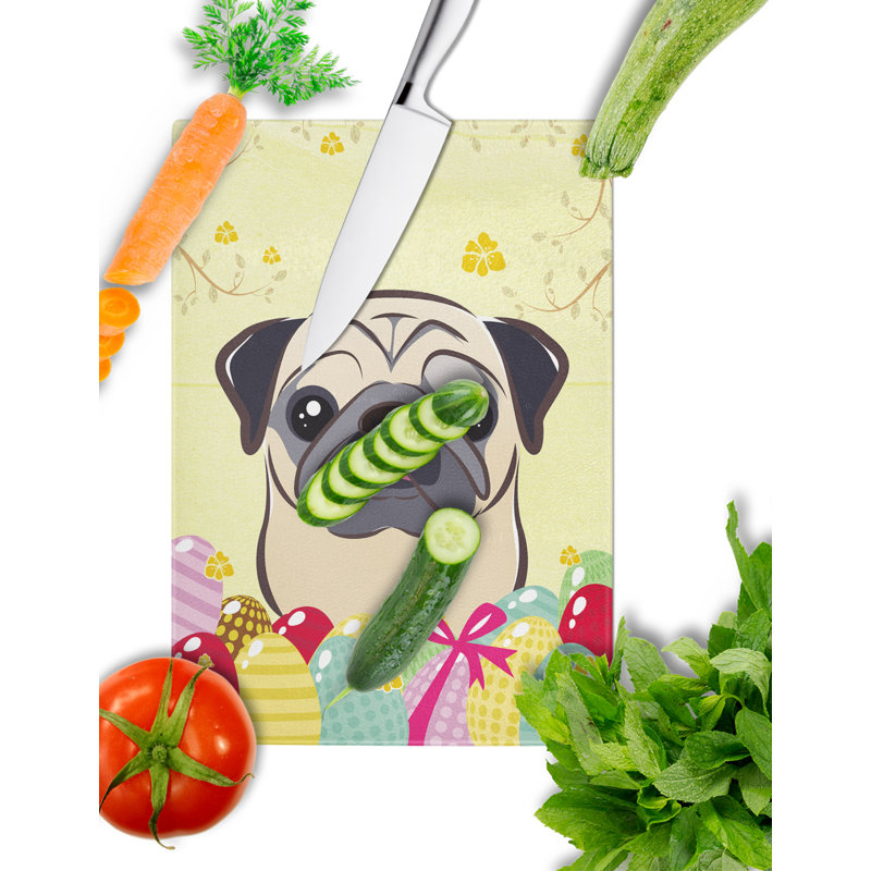 Planche à découper en verre trempé à caroline de pâques, Fug Pug