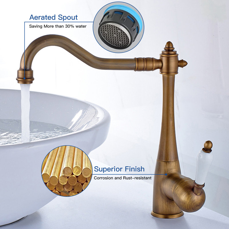 VIBRANTBATH Kitchen Faucet, Antique Brass