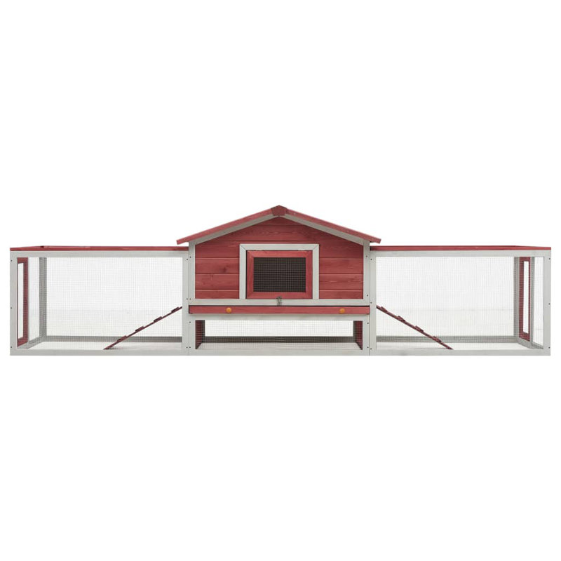 Anika Weather Resistant Rabbit Hutch, Red/White