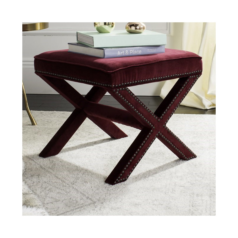 Dangela Upholstered Ottoman, Red Velvet