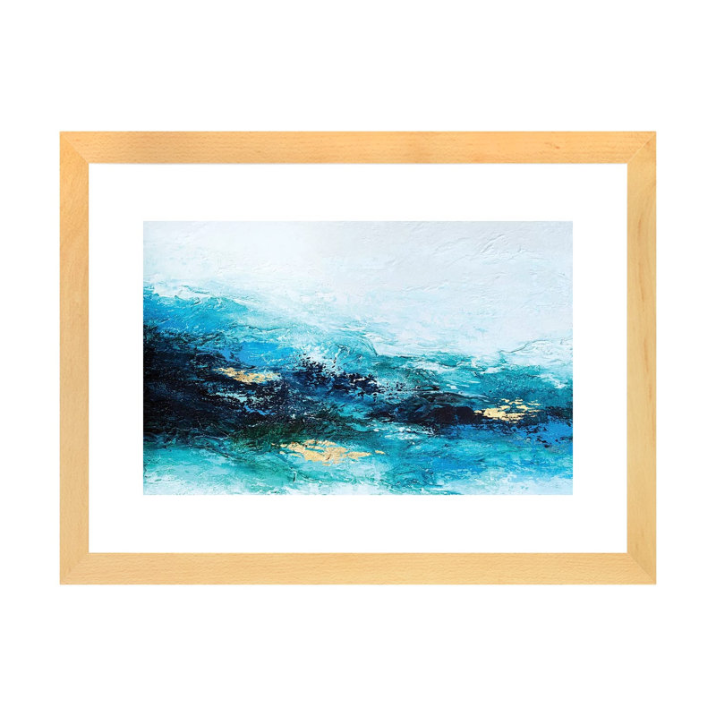 «Flourish Wave» par Spell rebond Fine Art - impression d'art graphique, 24" H x 32" W x1" D, Blanc, Natural Wood Paper