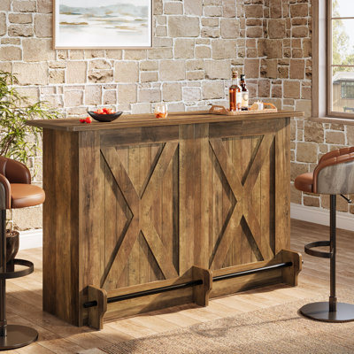 Home Bar Unit With 2-tier Shelves