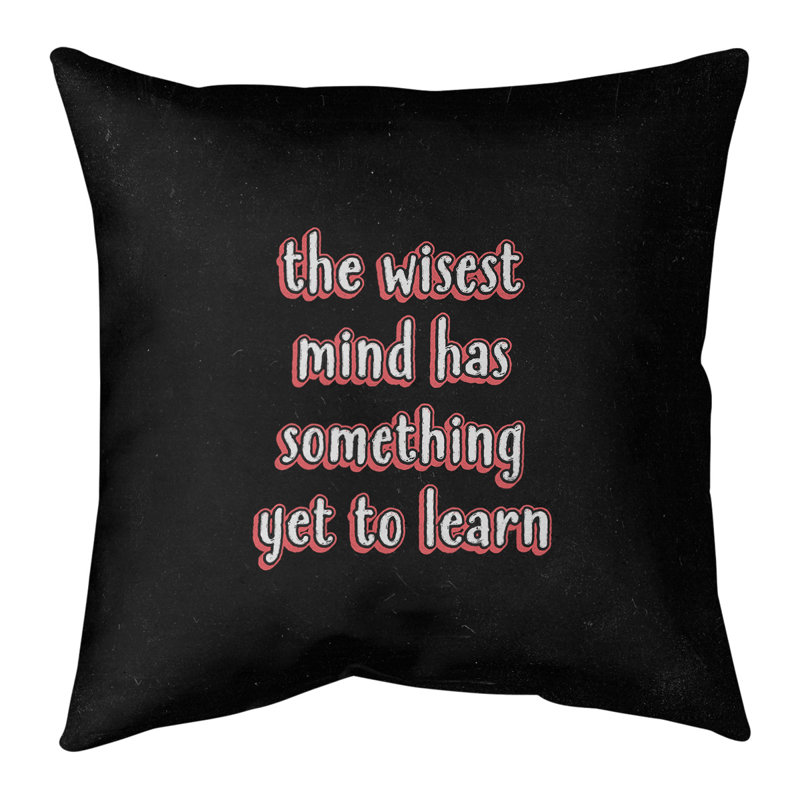 Coussin de style tableau d'apprentissage inspirant, 20 po x 20 po, Rouge, Polyester / bourre de polyester