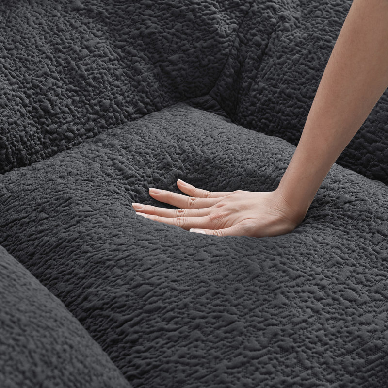 Fauteuil à billes très large avec repose-pieds, Polyester gris