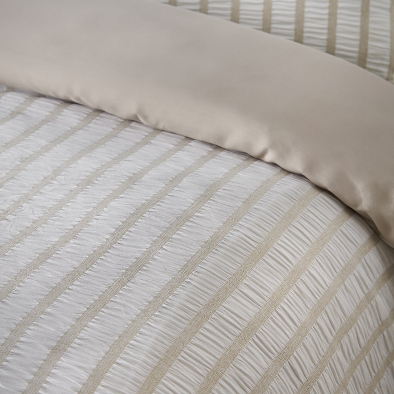 So Soft Seersucker Stripe Duvet Cover Set, Natural, Double