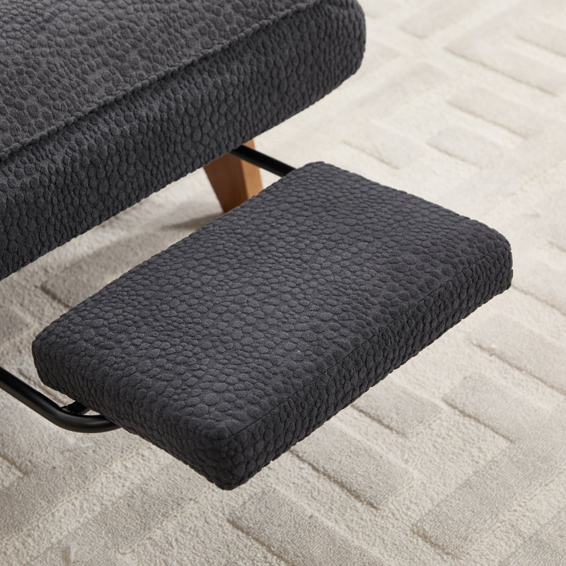     Fauteuil d'appoint sans accoudoirs avec repose-pieds réglable, méridienne avec dossier réglable, fauteuil de lecture pour salle de lecture, salon, appartement, bureau-gris