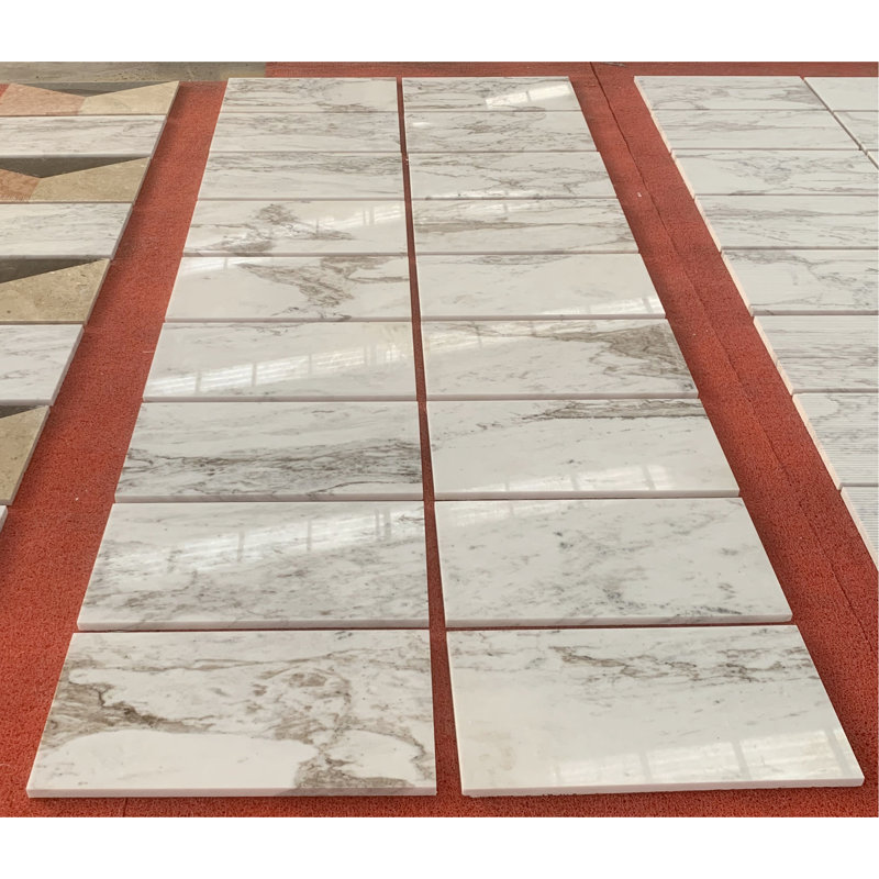 12*24 Carrara Marble, Marble, Marble, For Wall And Floor, Polished Marble Tile, 1 Box 4 Pcs, White/Natural