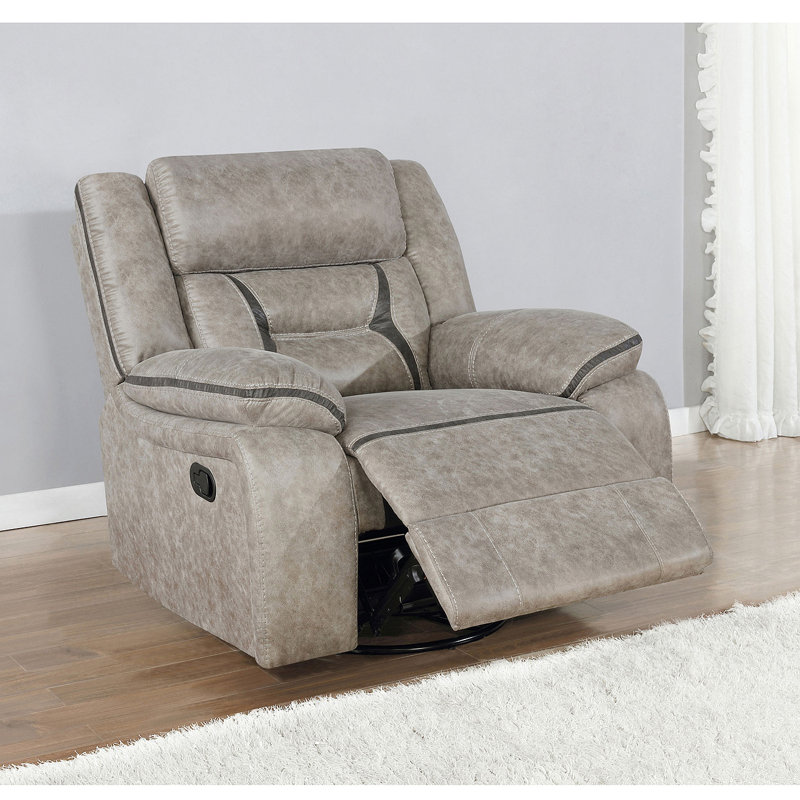 Fauteuil inclinable et pivotant avec accoudoirs coussinés Brazelton, Taupe