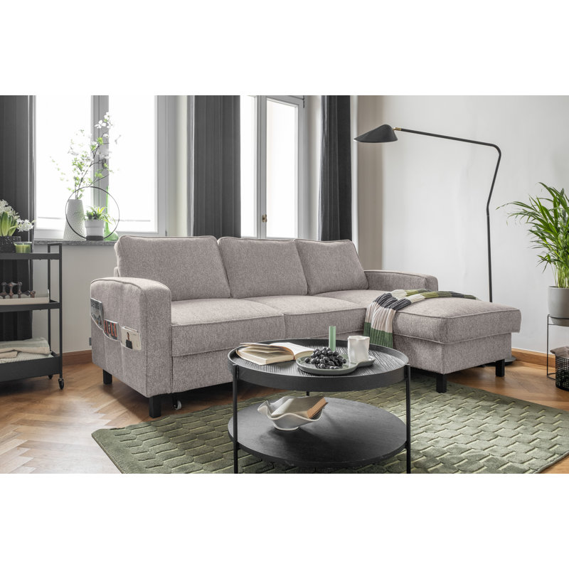 Molly Upholstered Corner Sofa Bed, Right Hand Facing, Salt/Pepper