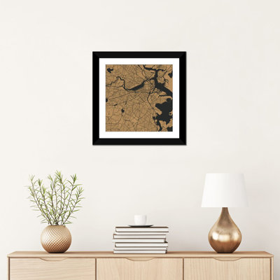 « boston urban routes map », impression carrée sur toile tendue