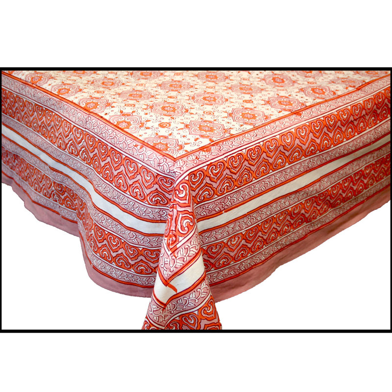 Opperman Floral 100% Cotton Tablecloth, Salmon, 108" x 72"