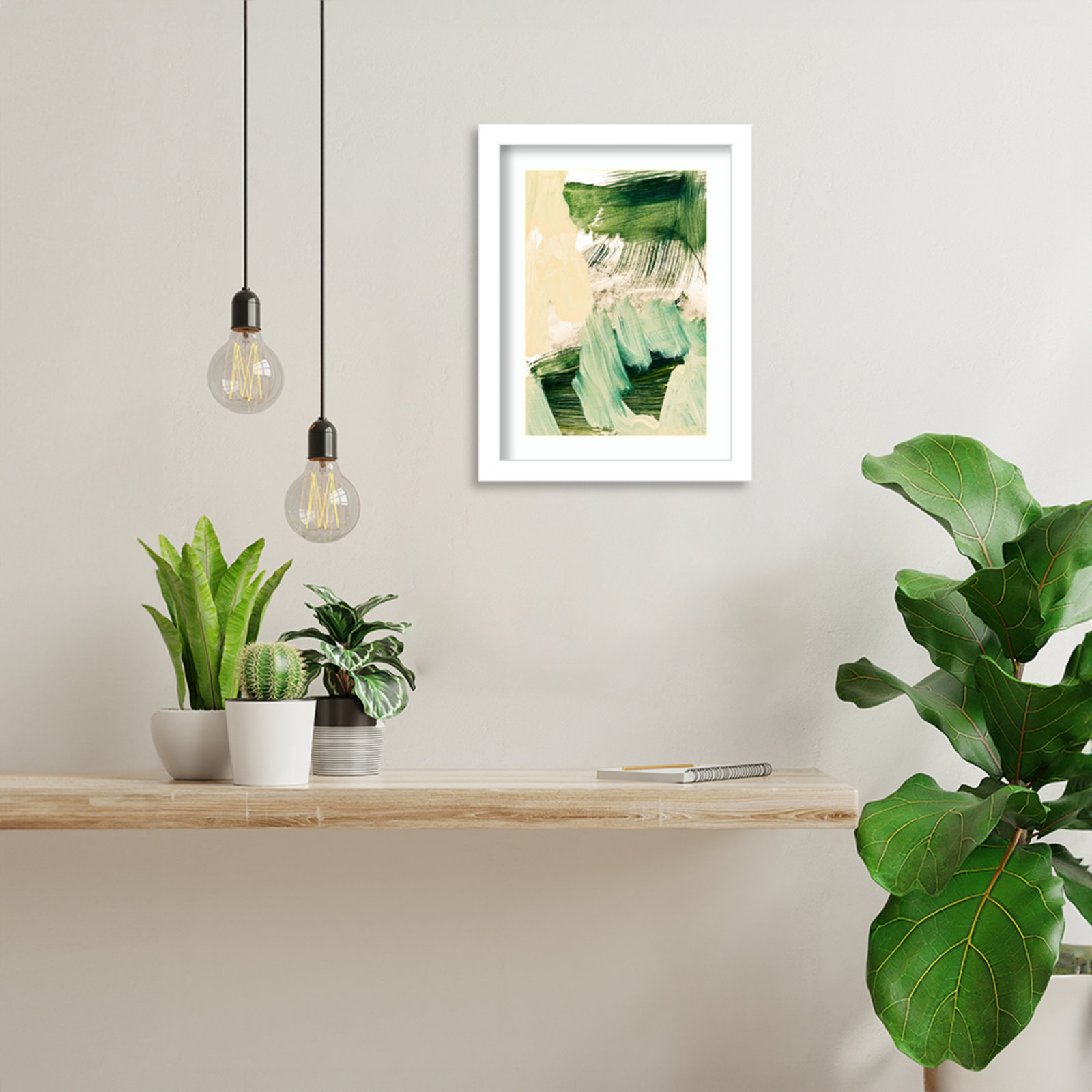 Elphaba "Minimalist Painting 09" Print, White Framed, 13" H x 10" W