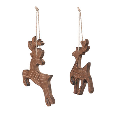 7.5'' Mango Wood Animals Holiday Shaped Ornament