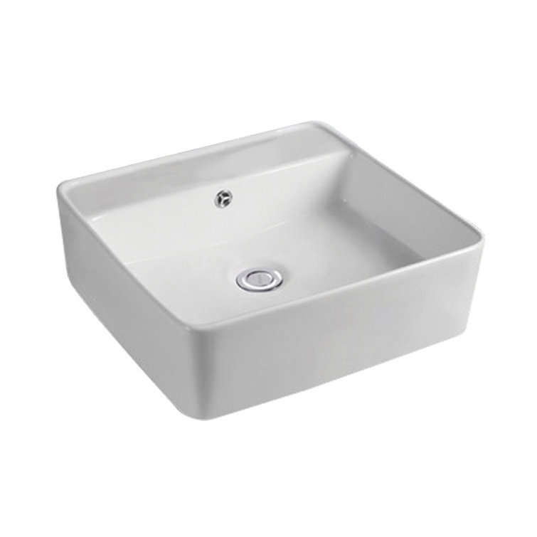 Unique 16.15'' White Ceramic Square Bathroom Sink with Overflow