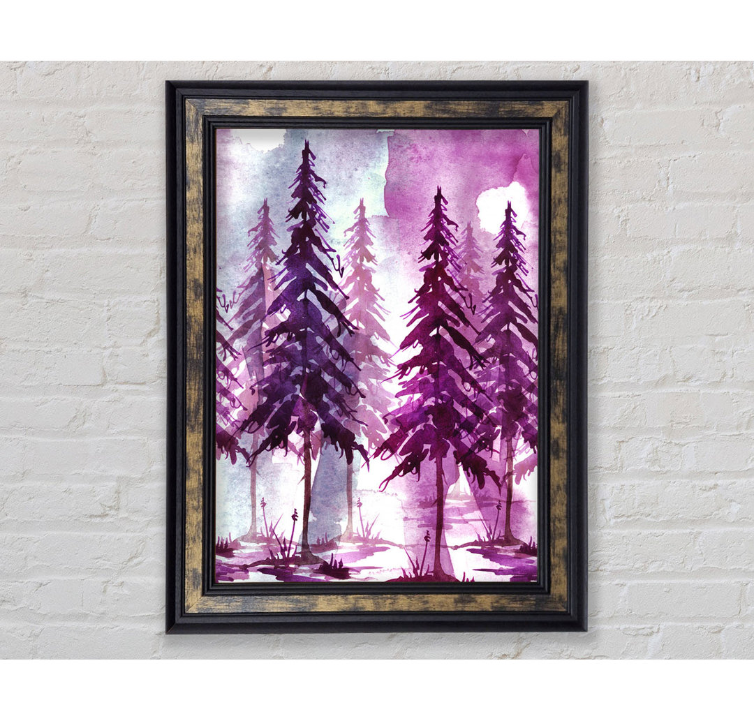 Purple Tree Line Gerahmter Druck