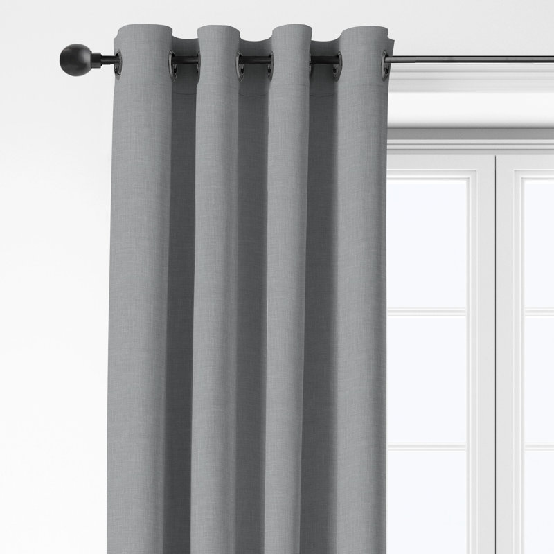 Ensemble de 2 rideaux en coton gris avec œillets Shay, L 50 po x L 120 po