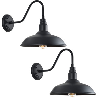 Outdoor Gooseneck Lights for Farmhouse, Matte Black Exterior Barn Light with Wall Mount for Porch