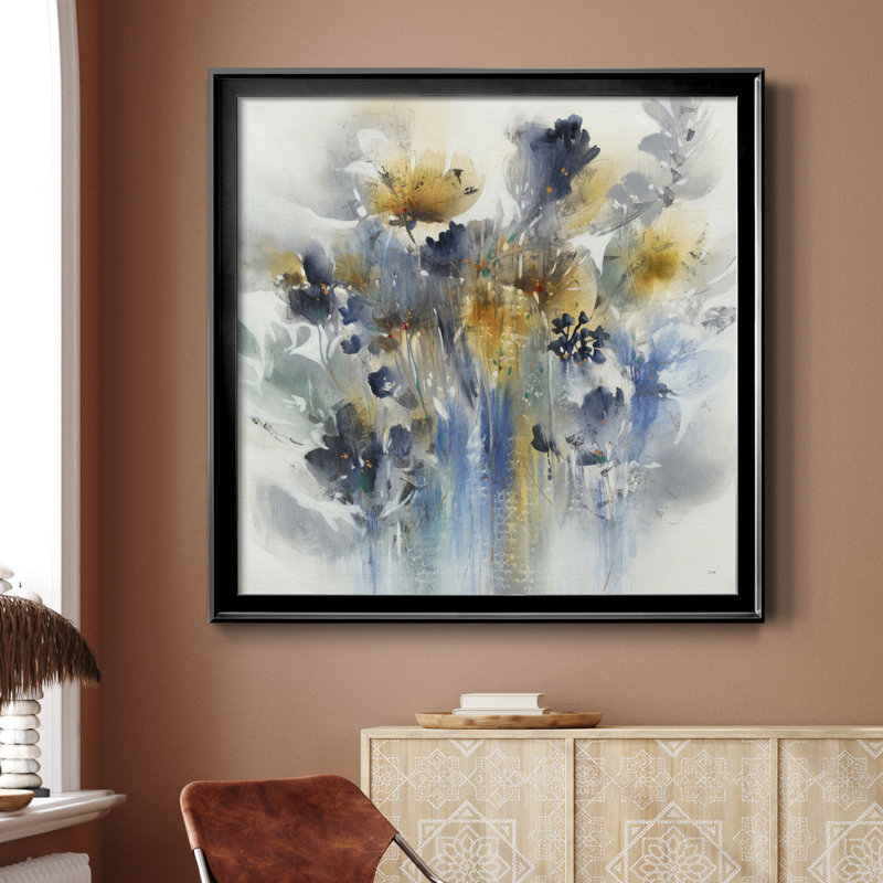 Indigo Botanical - Reproduction d'art sur toile encadrée, H 30,5 po x l 30,5 po x P 1,5 po, Cadre en érable