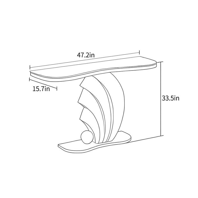 Console luxueuse haut de gamme de style italien, H 33,5 po x l 47,2 po x P 15,7 po, Noir