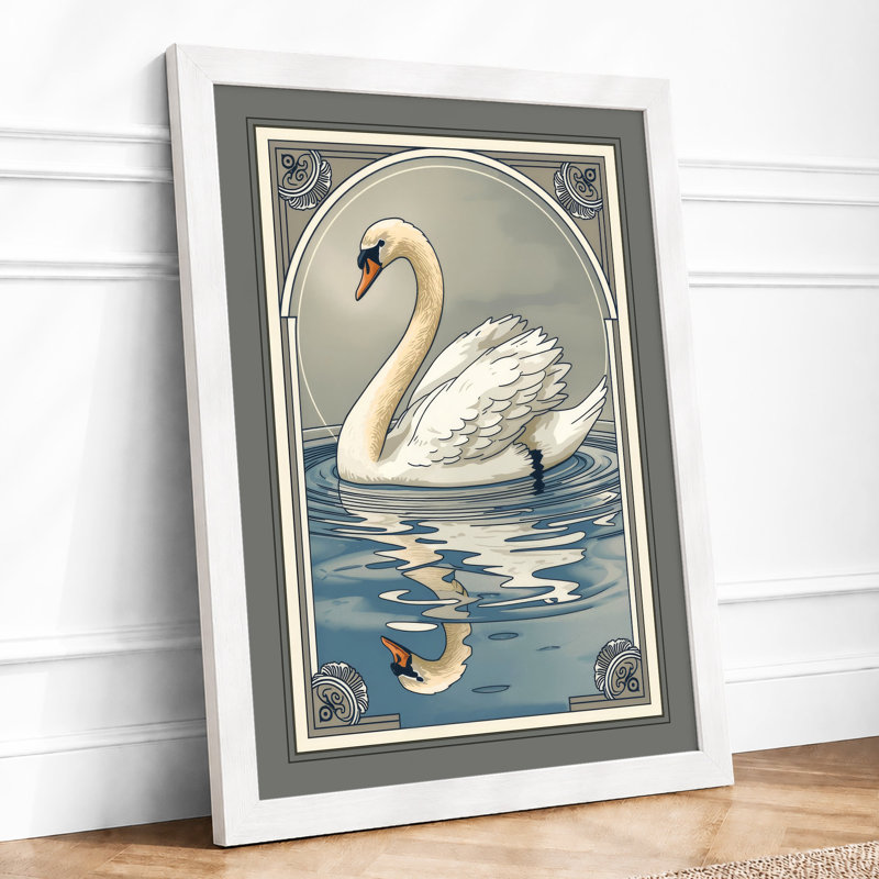 Swan On Still Water Vintage - Print, A1 - 84.1 x 59.4 cm, White
