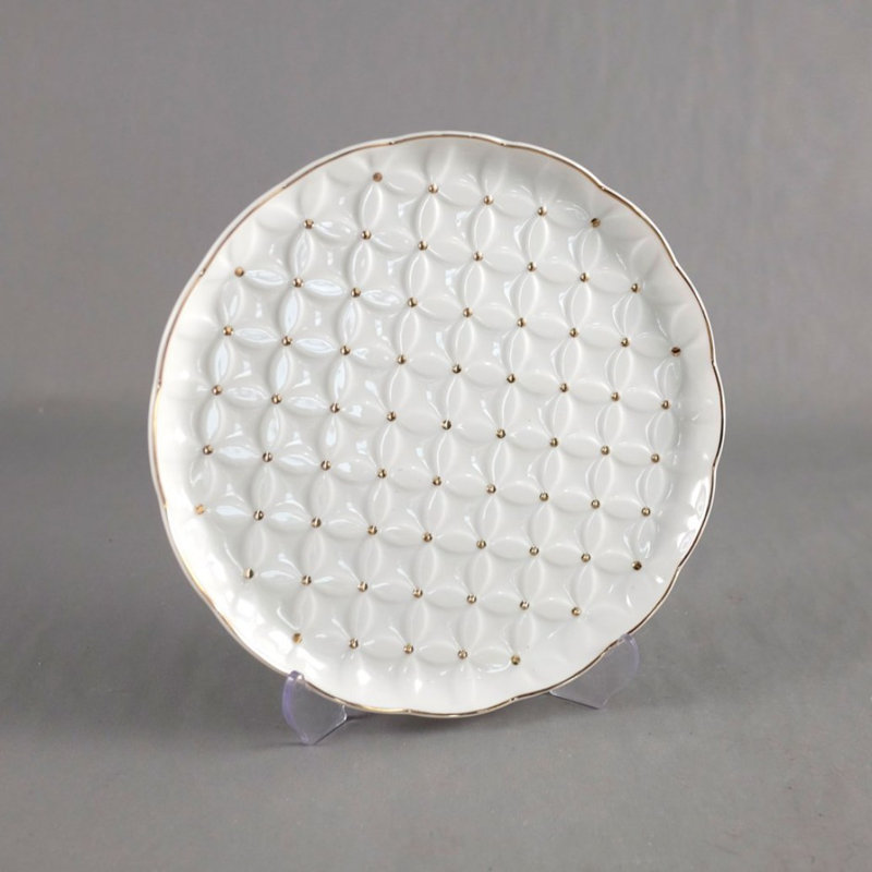 7.5" Round Plate With Gold Dot