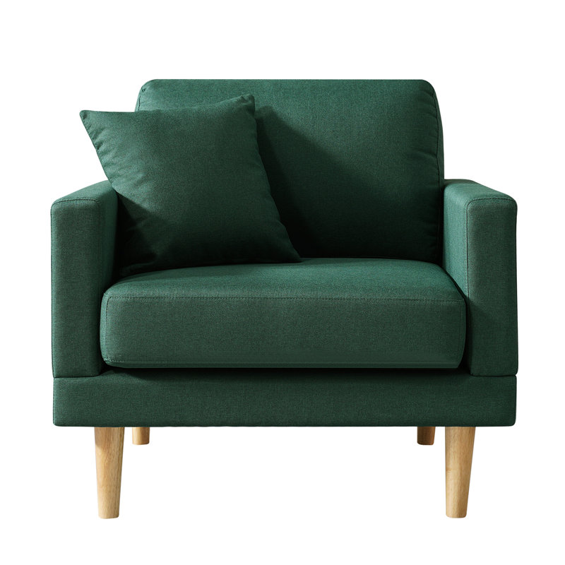 Fauteuil de 34 po de large Murnie, Mélange de polyester vert foncé