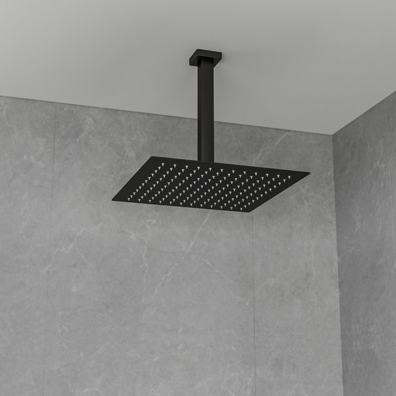 Tête de douche à pluie ultra mince 10 po à fixation au plafond 2,5 GPM, Noir mat