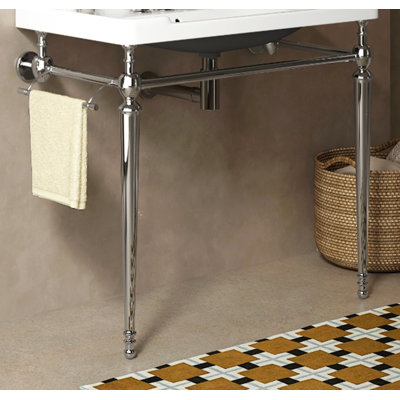 Console de salle de bain autoportante de 36 po avec pieds en fer, sans lavabo ni robinet, sans évier ni drain, chrome