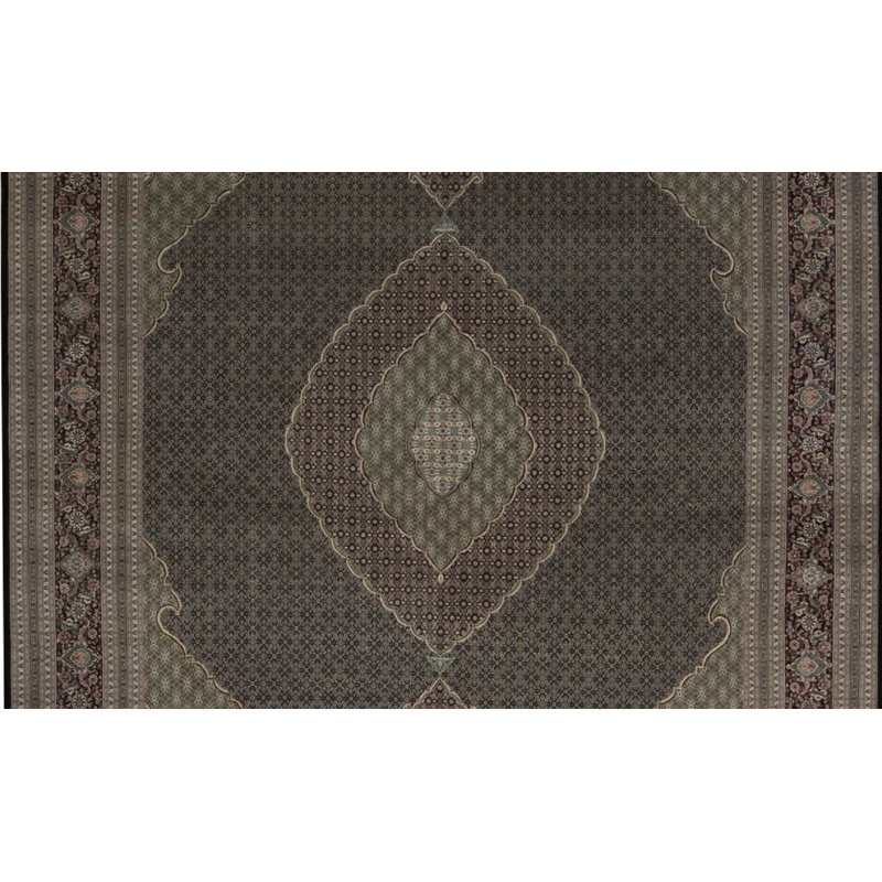 Hand-Knotted High-Quality Black and Wine Area Rug