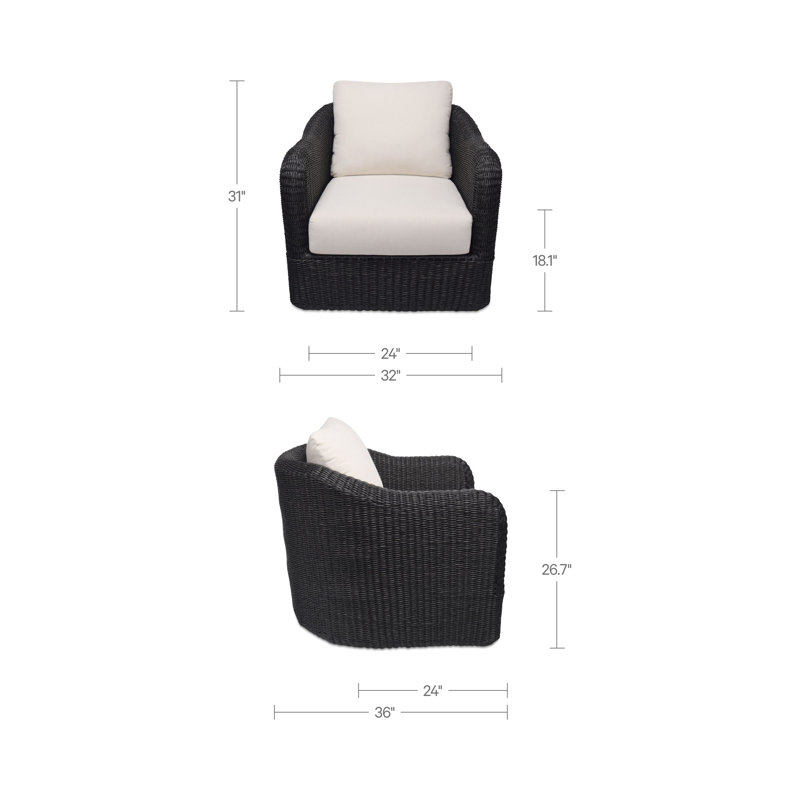 Bodhi Outdoor Swivel Accent Chair  Charcoal, Black