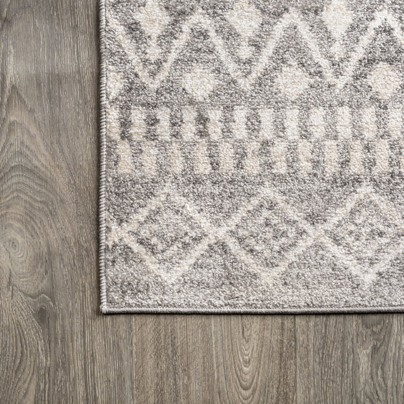 Tapis gris / crème Ifrane, Rectangle 3 pi x 4 pi 8 po