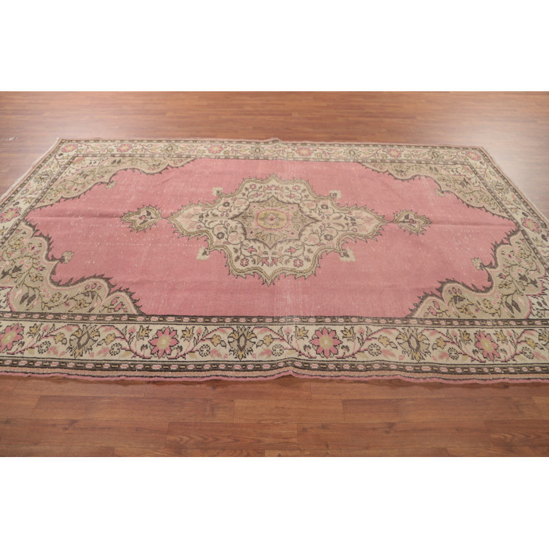 Tapis turc rétro anatolien rose 6 x 10