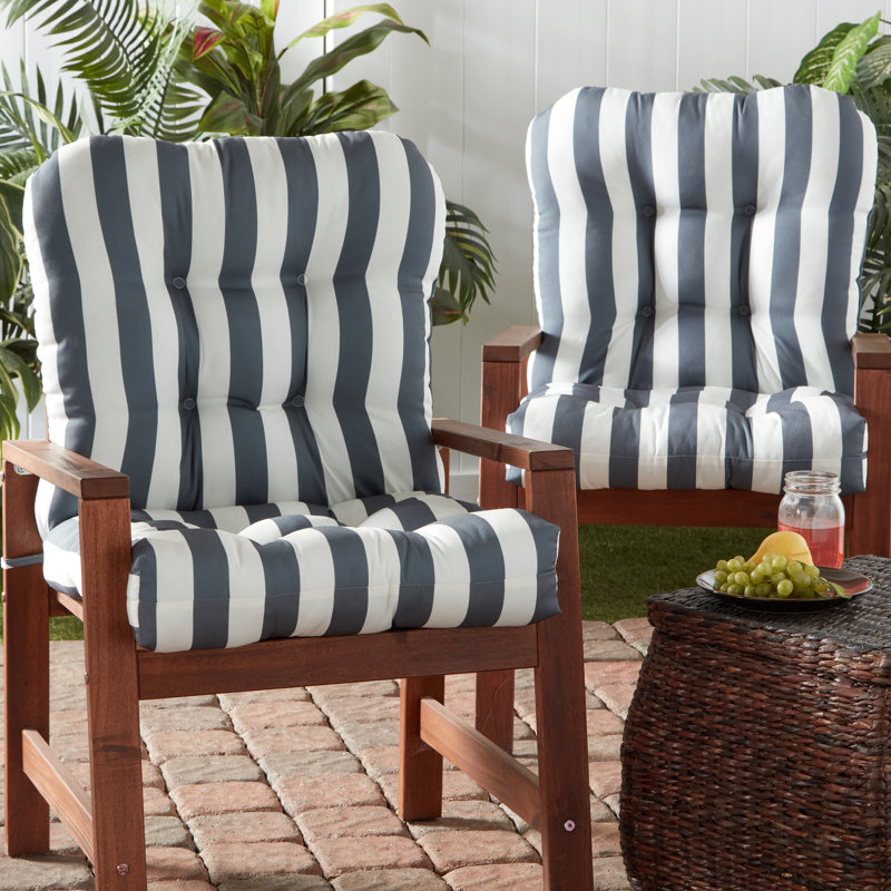 Lester Outdoor Chair Cushion, 2, Canopy Stripe Gray, 21" H x 21" W x 21" D