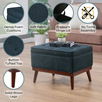 Luciano Mid Century Storage Ottoman