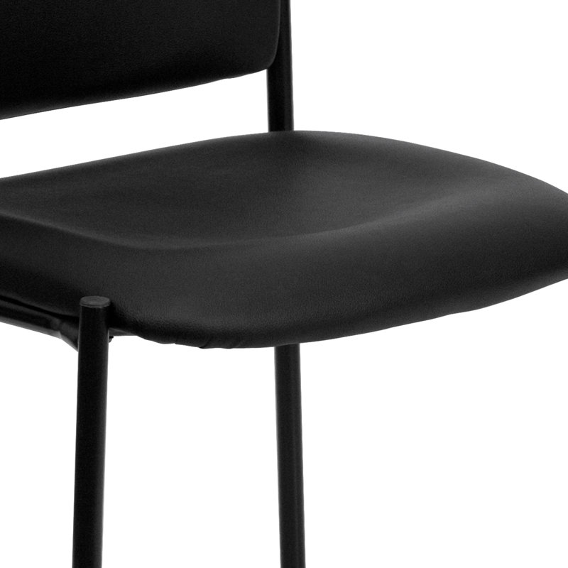 Comfort Stackable Steel Side Reception Chair, Without Arms, Black Vinyl