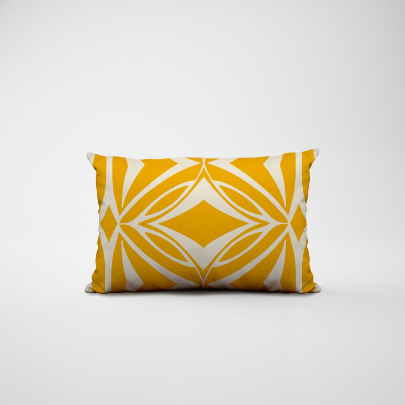 Polyester / Mélange de polyester Housse de coussin rectangulaire intérieure / extérieure lombaire et insert, Jaune