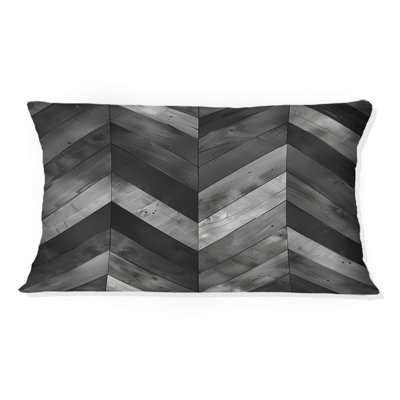 Dark Gray Herringbone II - Modern Lumbar Pillow