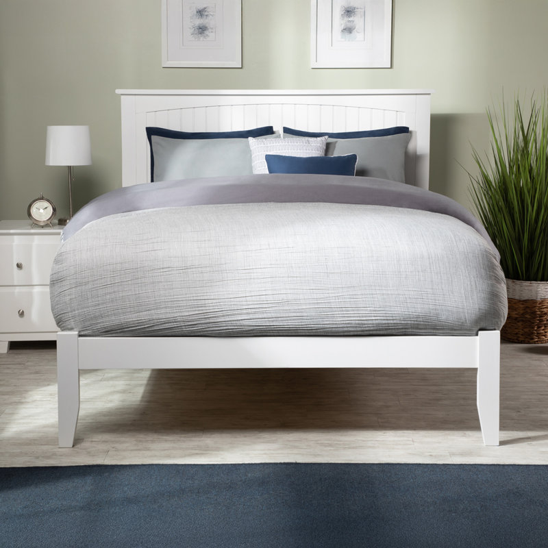  Odalys Solid Wood Platform Bed, Full, White