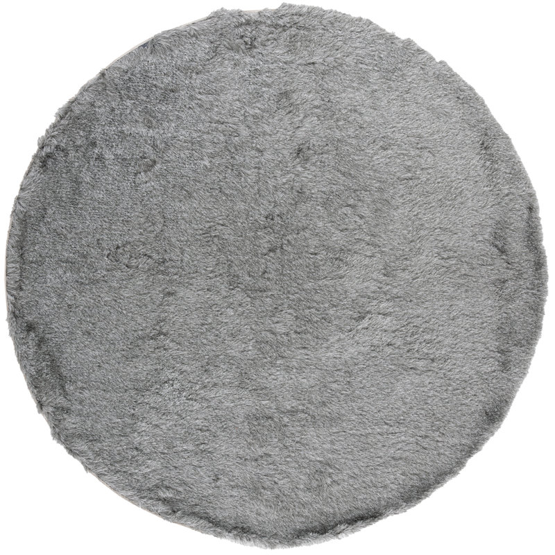 Cimah Shag Hand Tufted Performance Solid Color Rug, Round 7'