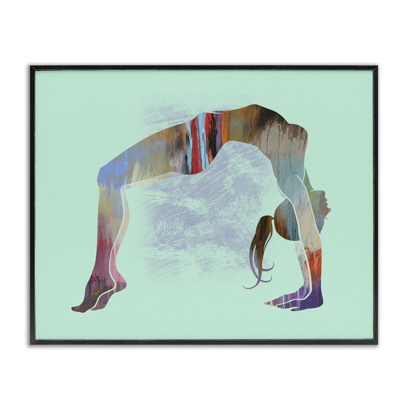 Pose de yoga, estampe numérique par Tim Parker, H 24 po x l 30 po, Giclée encadrée noir minuit