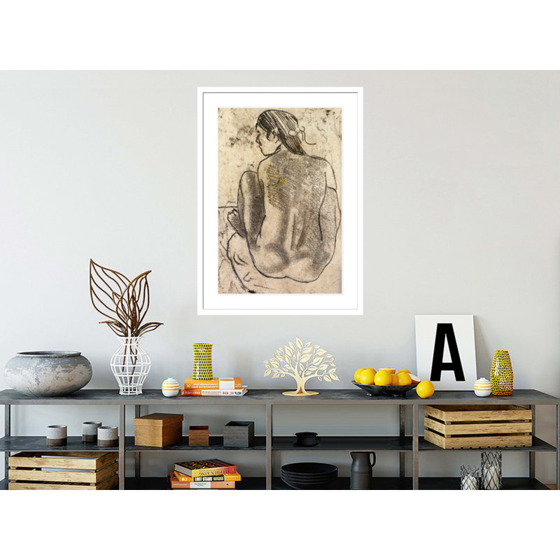 «Tahitian Nude Sired from the Back» par Paul Gauguin, impression giclée encadrée, H 21,75 po x l 16,38 po