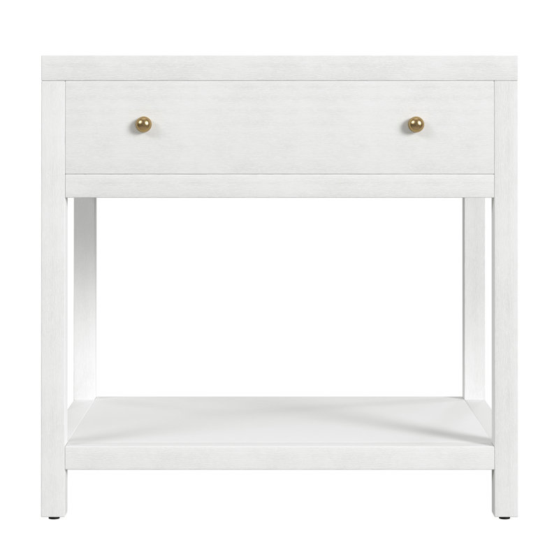 Nora 30 in. W Wood 1 Drawer Wide Nightstand with Shelf, White